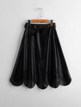 SHEIN Girls Laser Cut Out Belted PU Skirt K4C - PINK SHOP EG