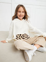 SHEIN Girls Leopard Print 3D Ear Patched Fleece Hoodie K3C - PINK SHOP EG