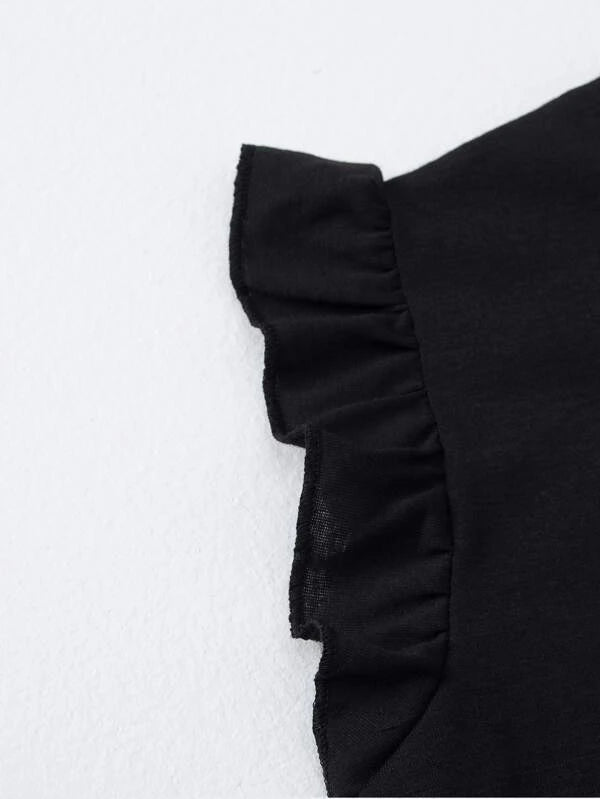 Shein Girls Letter & Cartoon Graphic Ruffle Tee K6C - PINK SHOP EG