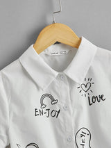 SHEIN Girls Letter Graphic Knot Hem Blouse K4A - PINK SHOP EG