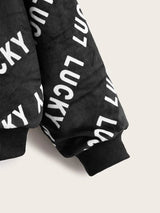 SHEIN Girls Letter Graphic Velvet Bomber Jacket F1C - PINK SHOP EG