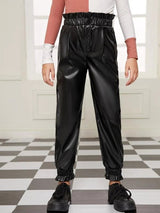 SHEIN Girls Paperbag Waist Carrot Pants K4A - PINK SHOP EG