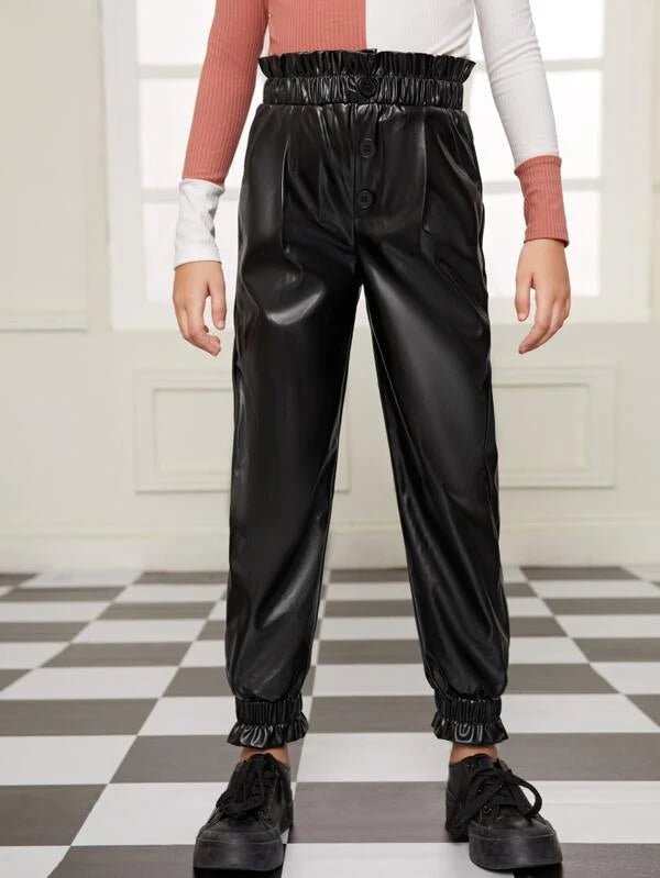 SHEIN Girls Paperbag Waist Carrot Pants K4A - PINK SHOP EG