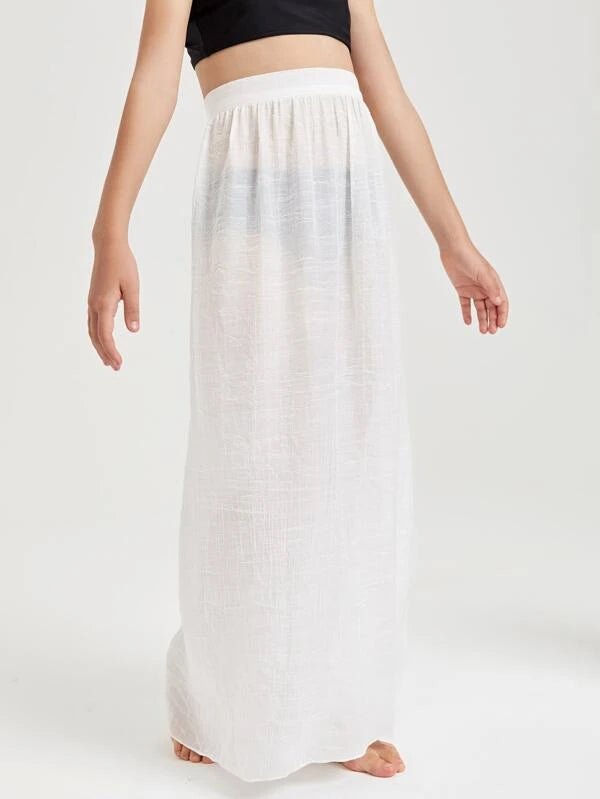 SHEIN Girls Plain Tie Side Cover Up E4 - PINK SHOP EG