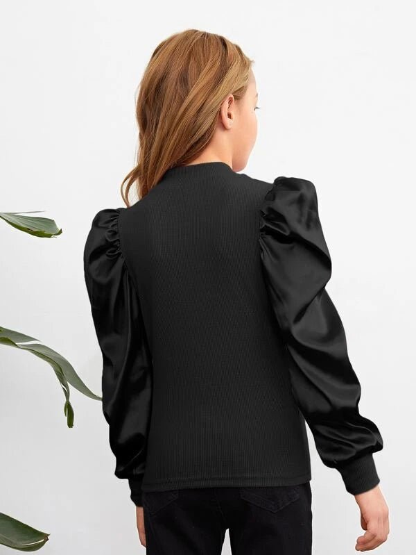 SHEIN Girls Puff Sleeve Rib Knit Top K3B - PINK SHOP EG