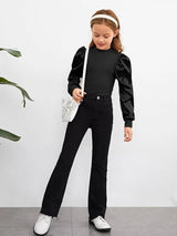 SHEIN Girls Puff Sleeve Rib Knit Top K3B - PINK SHOP EG