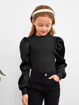 SHEIN Girls Puff Sleeve Rib Knit Top K3B - PINK SHOP EG