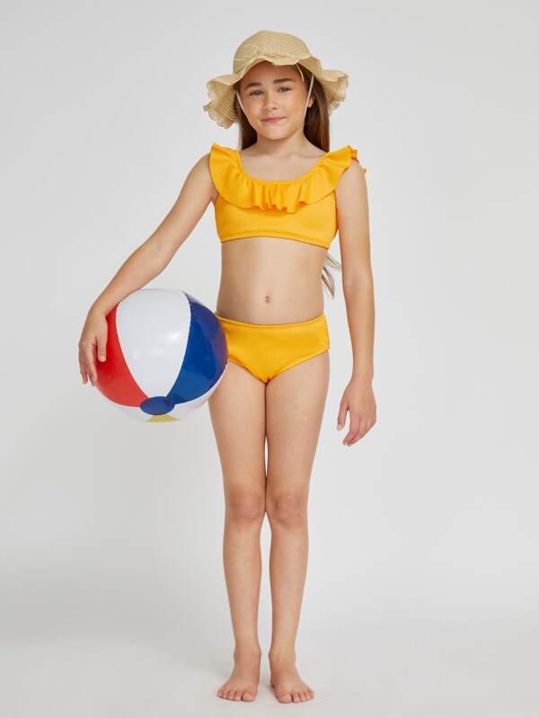 SHEIN Girls Ruffle Trim Bikini Swimsuit E4 - PINK SHOP EG