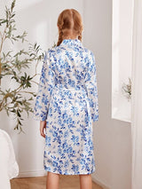 SHEIN Girls Satin Floral Belted Robe K3B - PINK SHOP EG