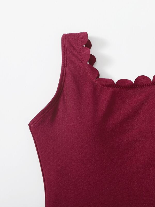 Shein Girls Scallop Trim One Piece Swimsuit E2 - PINK SHOP EG