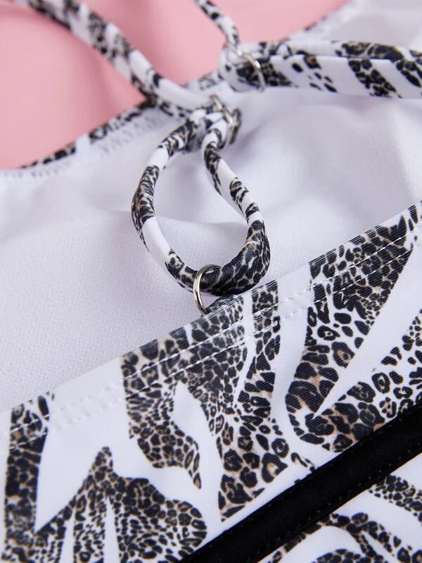 Shein Girls Zebra Stripe Bikini Swimsuit E4 - PINK SHOP EG