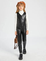 SHEIN Girls Zip Back PU Leather Jumpsuit Without Top K2B - PINK SHOP EG