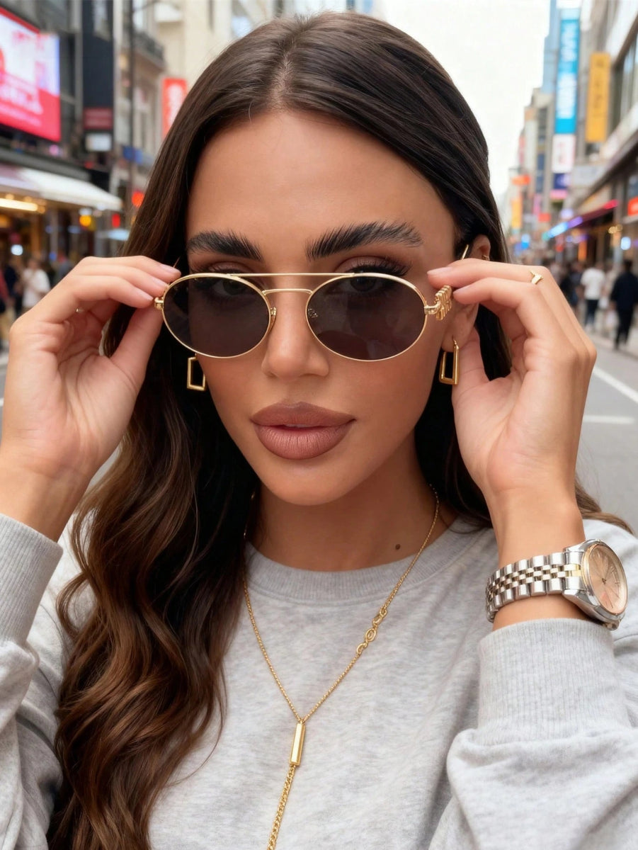 SHEIN Glasses 1pc Oval Metal Fashion Glasses - PINK SHOP EG