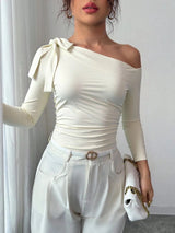 SHEIN Gloray Women's Asymmetric Strap Casual Commuter Minimalist T-Shirt - PINK SHOP EG