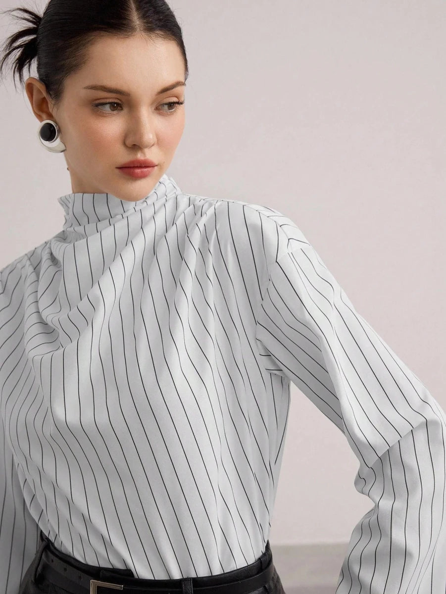 SHEIN Heiryn Women's Loose Fit Striped Dropped Shoulder Long Sleeve - PINK SHOP EG