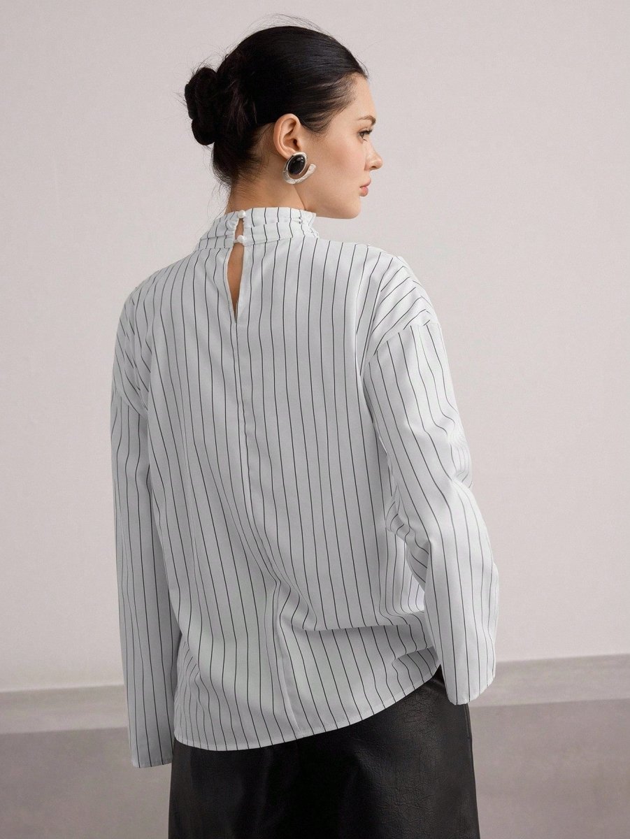 SHEIN Heiryn Women's Loose Fit Striped Dropped Shoulder Long Sleeve - PINK SHOP EG