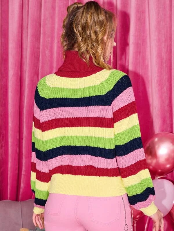 SHEIN High Neck Colorblock Striped Pattern A2C - PINK SHOP EG