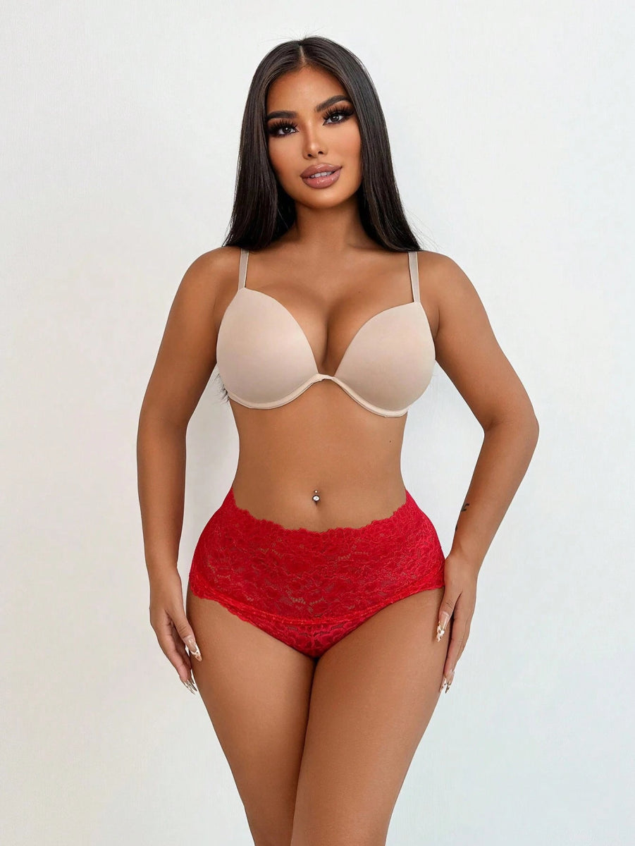 SHEIN High Waist Lace Trim Shaping Panties G1 - PINK SHOP EG