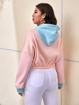 SHEIN Hoodie Plus Colorblock Slogan Graphic Drawstring F4A - PINK SHOP EG