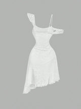 SHEIN MOD White Asymmetric Strap Front Fungus C1A - PINK SHOP EG