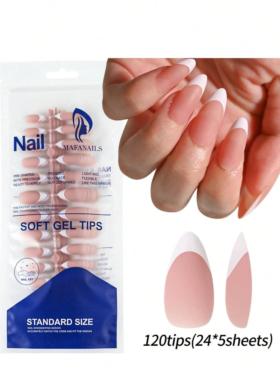 SHEIN Nail Pre - French Gel Tips - Soft Gel System: 120 Pieces - PINK SHOP EG
