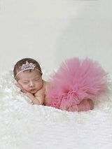 SHEIN Newborn Girl Photography Mesh Skirt & Headband I2 - PINK SHOP EG