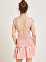 SHEIN Open Back Shirred Panel Dress C2B - PINK SHOP EG