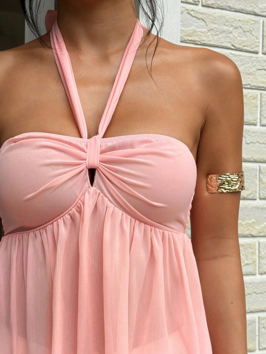 SHEIN PETITE Pleated Texture Fabric Twist Tie A1A - PINK SHOP EG