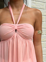 SHEIN PETITE Pleated Texture Fabric Twist Tie A1A - PINK SHOP EG