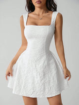 SHEIN PETITE Women's Sleeveless Solid Color White Summer Midi Dress - PINK SHOP EG
