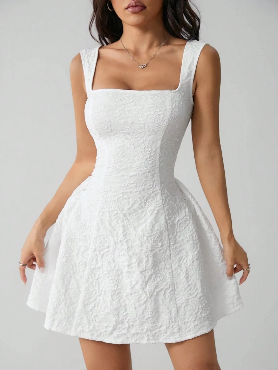 SHEIN PETITE Women's Sleeveless Solid Color White Summer Midi Dress - PINK SHOP EG