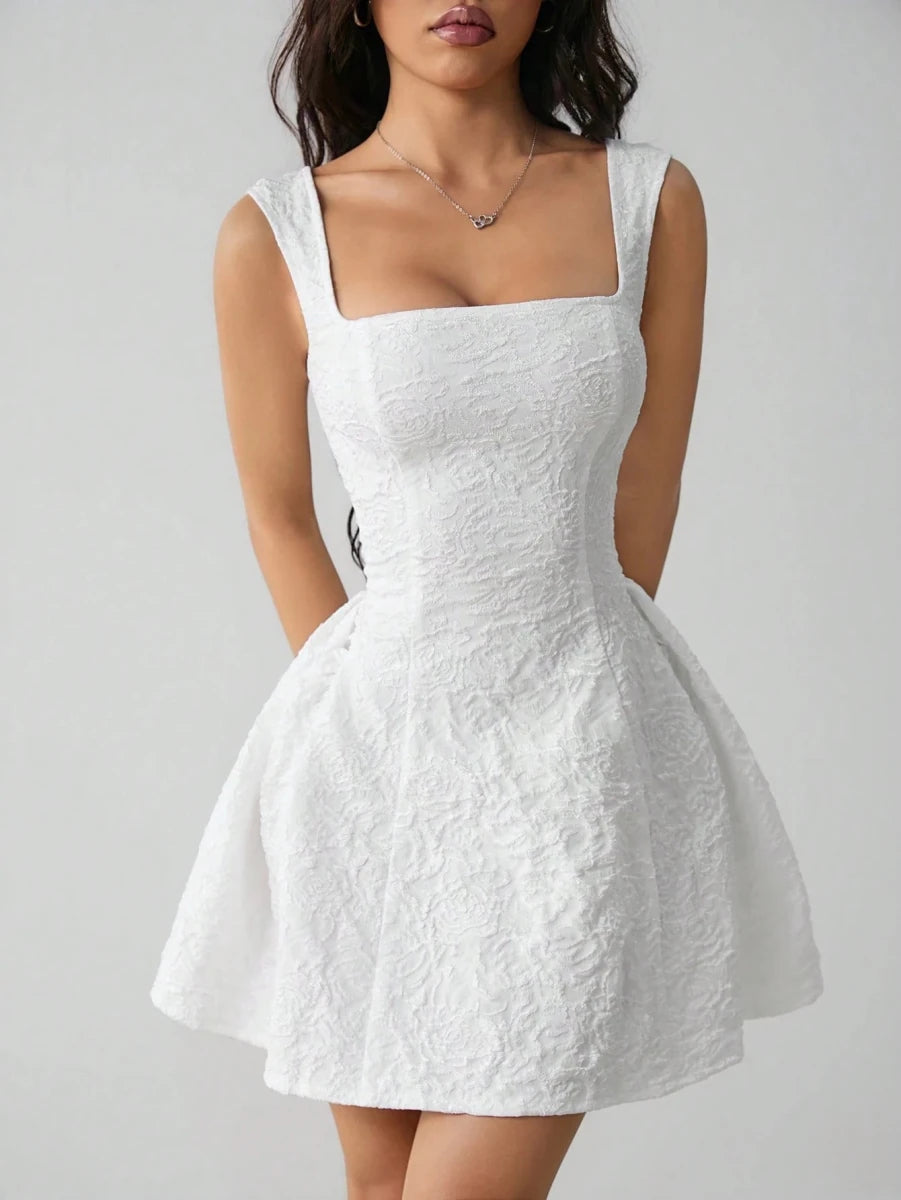 SHEIN PETITE Women's Sleeveless Solid Color White Summer Midi Dress - PINK SHOP EG