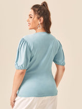 Shein Plus Letter Graphic Puff Sleeve Tee F2C - PINK SHOP EG