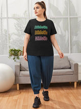 Shein Plus Letter Graphic Sports Tee F3C - PINK SHOP EG