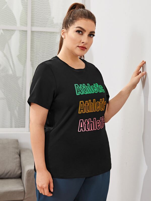 Shein Plus Letter Graphic Sports Tee F3C - PINK SHOP EG