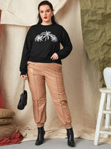 SHEIN Plus Tropical Embroidery Sweatshirt F4C - PINK SHOP EG