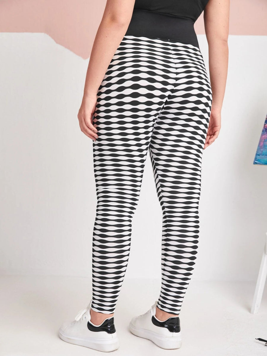 SHEIN Plus Wide Waistband Allover Print Leggings F4B - PINK SHOP EG