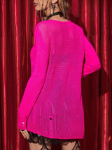 SHEIN PUNK Solid Pointelle Knit Sweater Dress C2B - PINK SHOP EG