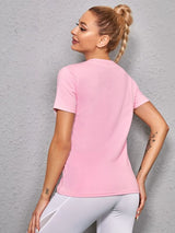 Shein Slogan Graphic Sports Tee A1B - PINK SHOP EG