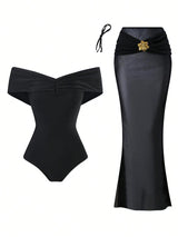 SHEIN Swim Oasis 2 Pieces Set Off Shoulder Solid - PINK SHOP EG