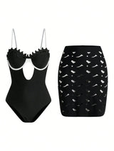 SHEIN Swim Oasis Women Hollow Out Spaghetti E4 - PINK SHOP EG