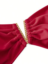 SHEIN Swim Oasis Women's Solid Color Ruched Sexy E3 - PINK SHOP EG