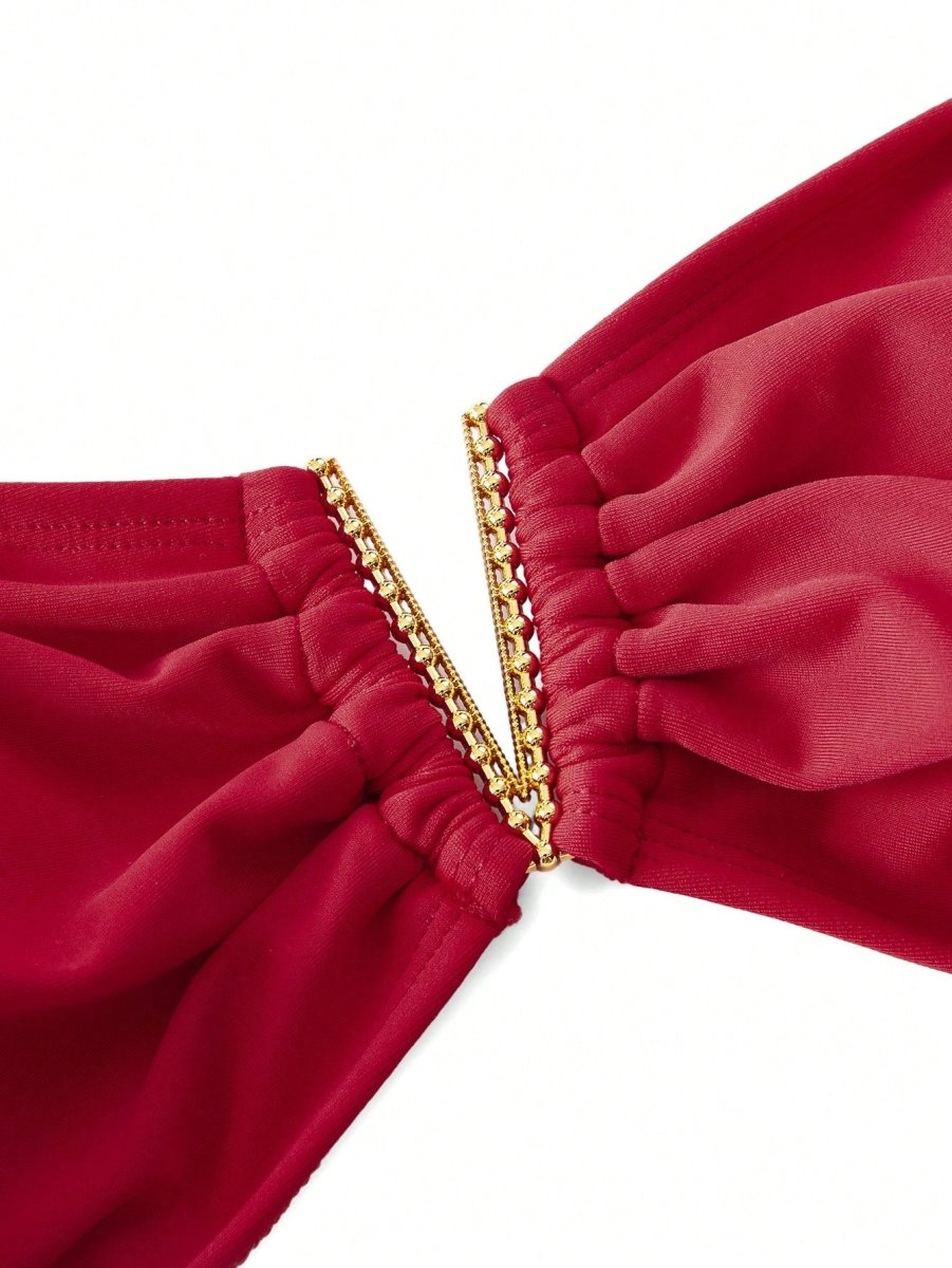 SHEIN Swim Oasis Women's Solid Color Ruched Sexy E3 - PINK SHOP EG