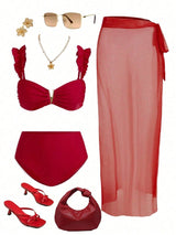 SHEIN Swim Oasis Women's Solid Color Ruched Sexy E3 - PINK SHOP EG