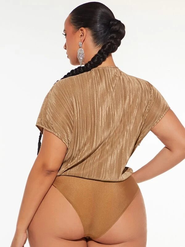 SHEIN SXY Plus Batwing Sleeve Plunging Neck Bodysuit F3B - PINK SHOP EG