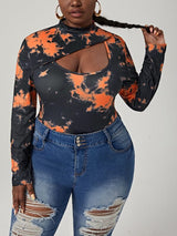 SHEIN SXY Plus Tie Dye Cut Out Slim Tee F2A - PINK SHOP EG