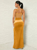 SHEIN SXY Prom Dress Women's Elegant Mesh Contrast High Slit C3B - PINK SHOP EG