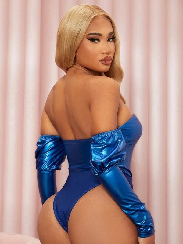 SHEIN SXY Twist Cutout Front Gigot Sleeve PU A2B - PINK SHOP EG