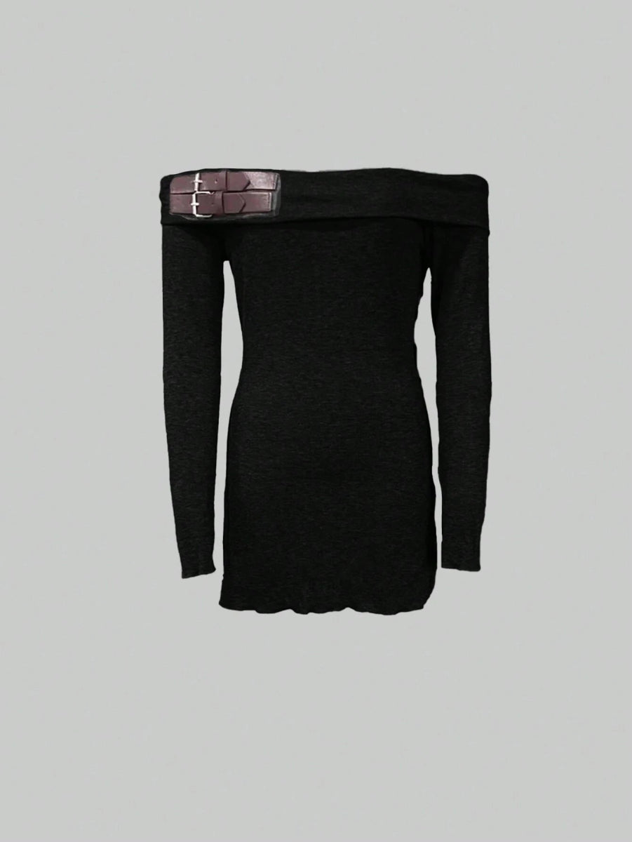 SHEIN SXY Women's Off - Shoulder Buttoned Long Sleeve Fitted C3B - PINK SHOP EG