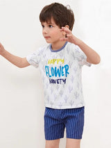 SHEIN Tee & Shorts Set Toddler Boys Letter Graphic F1B - PINK SHOP EG